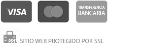 Formas de pago: Visa, Mastercard y transferencia bancaria. Sitio web protegido por SSL